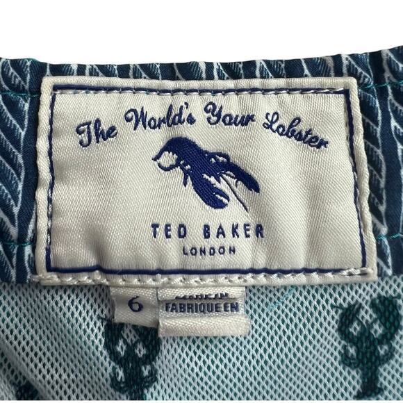 Ted Baker London Teal White Lobster Embroidered Swim Shorts 6 (XXL) - Picture 2 of 14